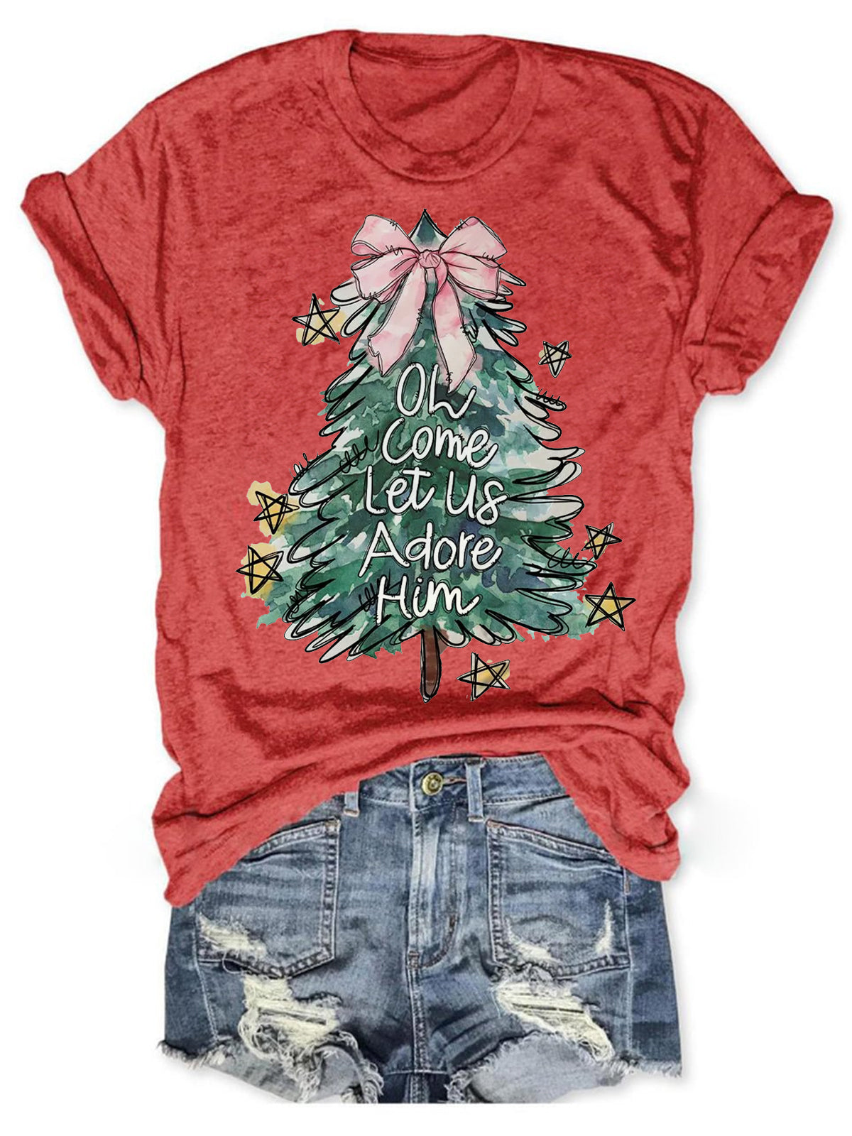 Oh Come Let Us Adore Him Jesus Christmas T-shirt