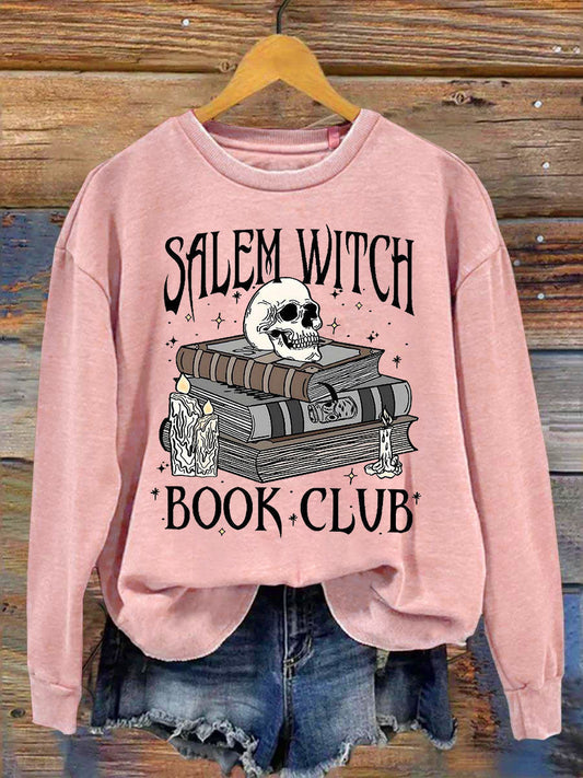 Women's Salem Witch Book Club Round Neck Long Sleeve Top