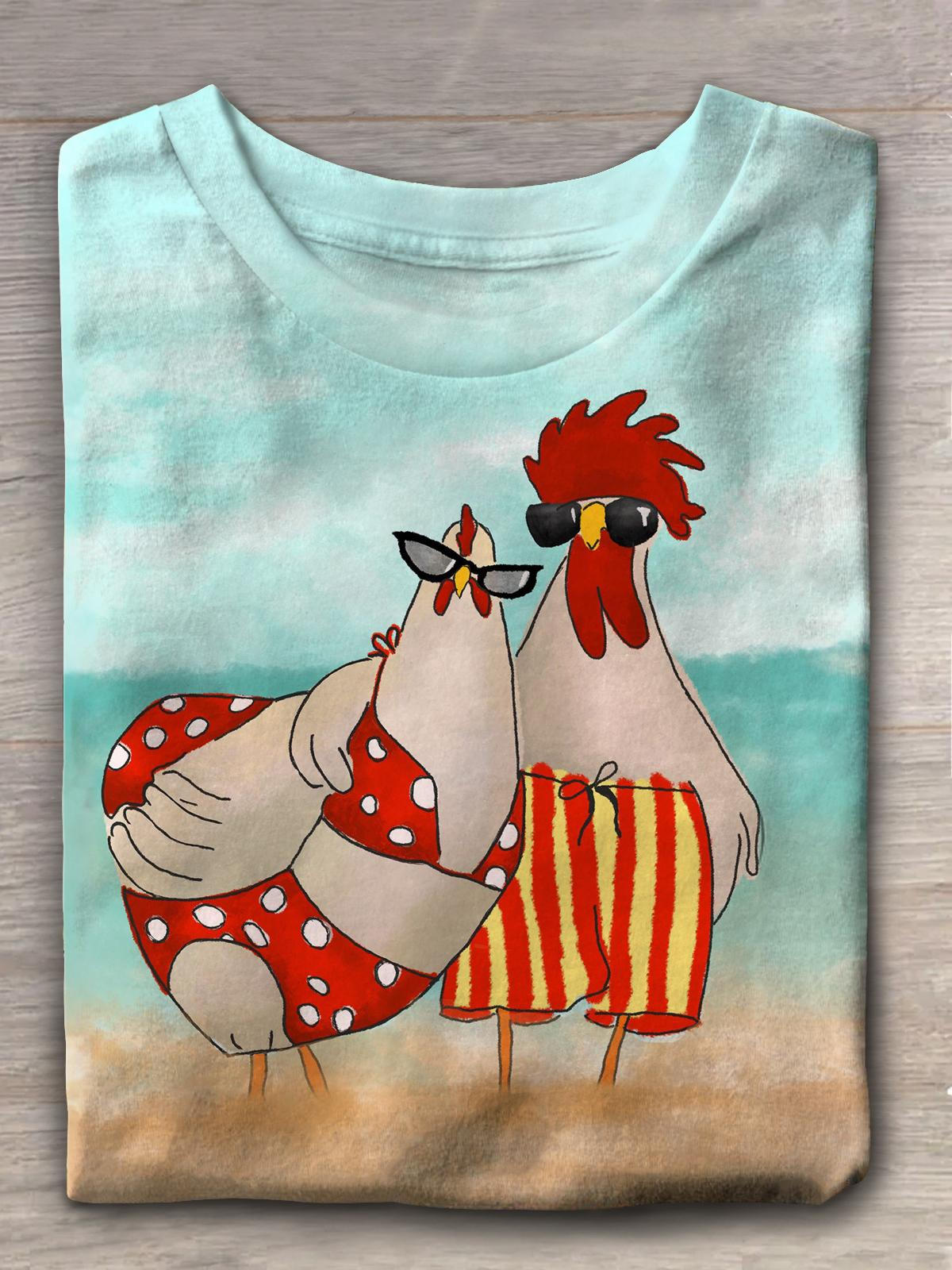 Animal Companion Beach Vacation Print T-Shirt