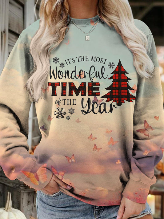 It's The Most Wonderful Time Year Print Long Sleeve Top