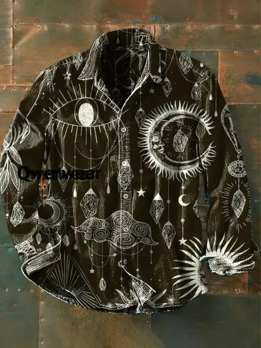 Retro Abstract Gradient Art Print Casual Long Sleeve Shirt