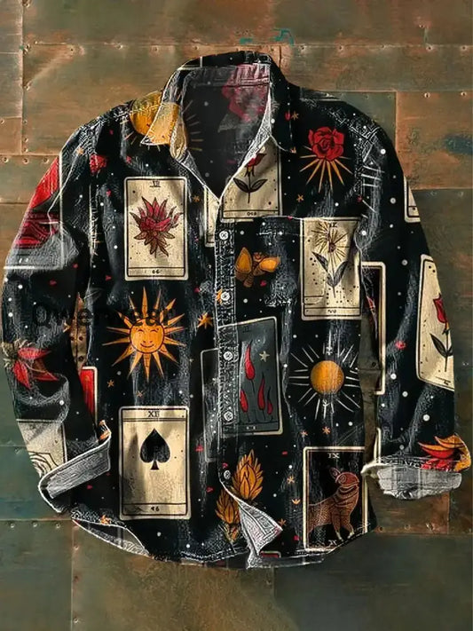 Retro Abstract Gradient Art Print Casual Long Sleeve Shirt