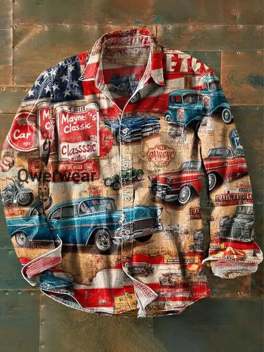 Retro Abstract Gradient Art Print Casual Long Sleeve Shirt