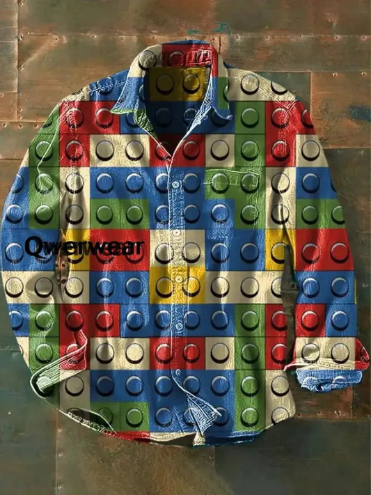 Retro Abstract Gradient Art Print Casual Long Sleeve Shirt