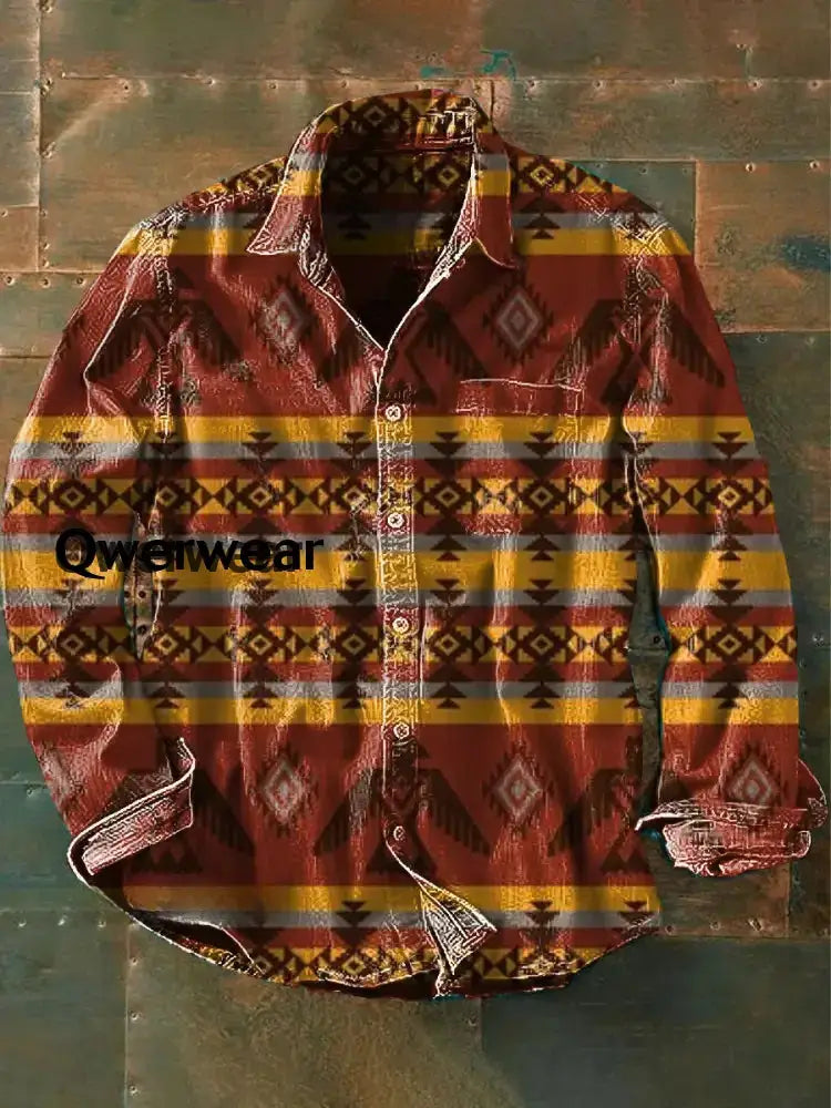 Retro Abstract Gradient Art Print Casual Long Sleeve Shirt