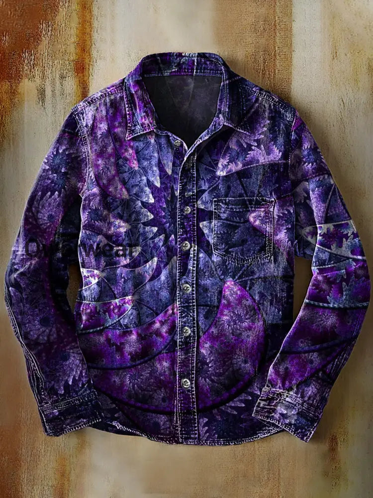 Retro Abstract Gradient Art Print Casual Long Sleeve Shirt A / S