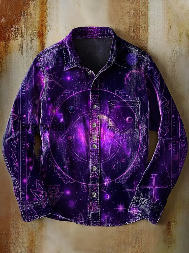 Retro Abstract Gradient Art Print Casual Long Sleeve Shirt A / S