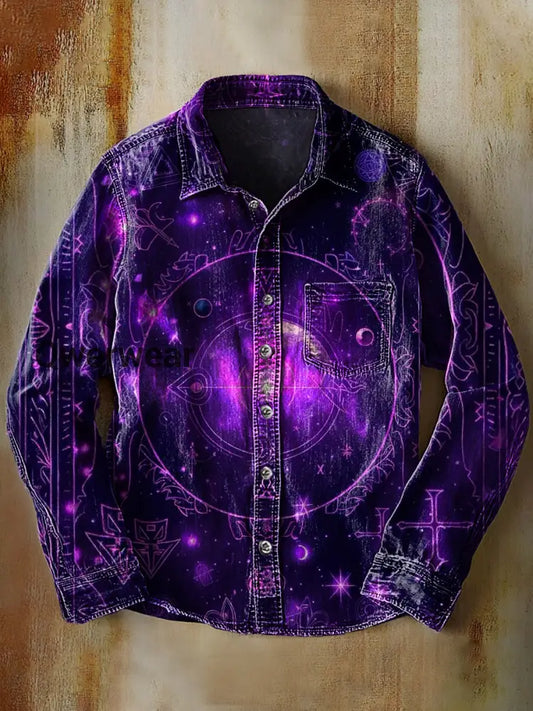 Retro Abstract Gradient Art Print Casual Long Sleeve Shirt A / S