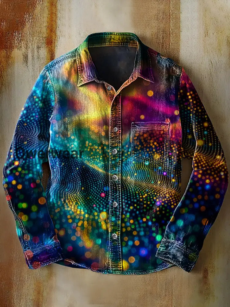 Retro Abstract Gradient Art Print Casual Long Sleeve Shirt A / S