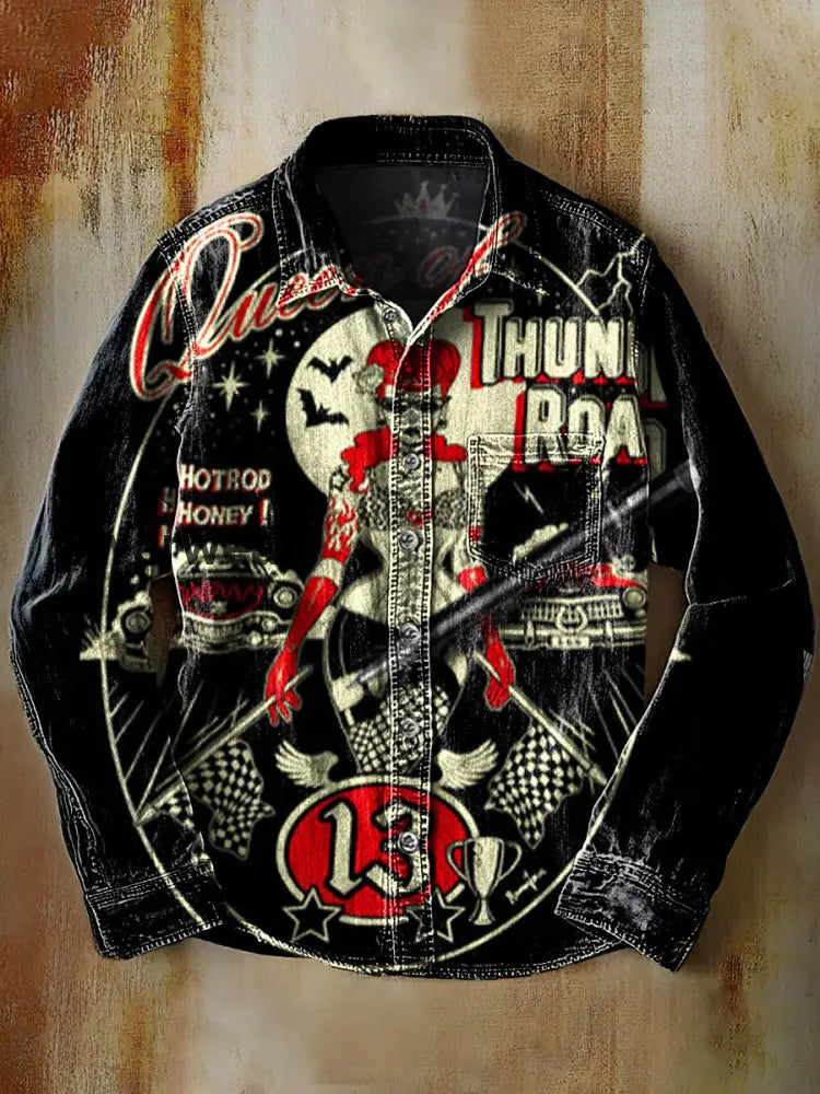 Retro Abstract Gradient Art Print Casual Long Sleeve Shirt A / S