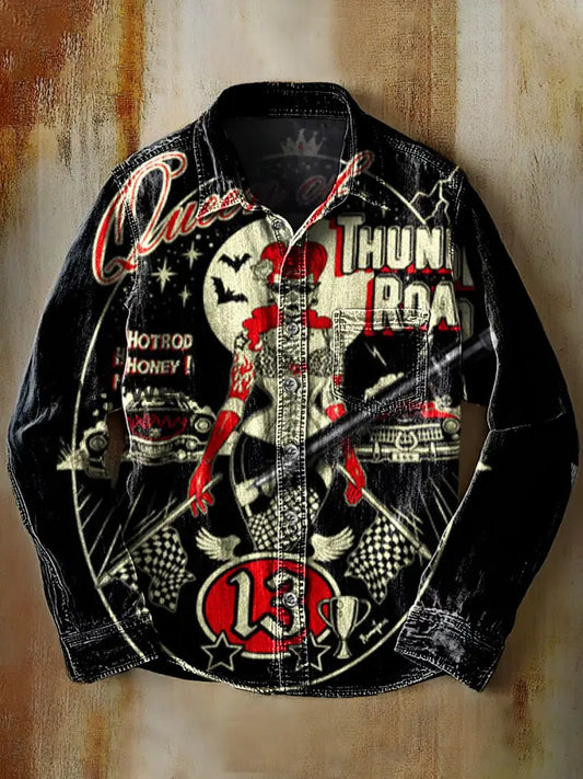 Retro Abstract Gradient Art Print Casual Long Sleeve Shirt A / S