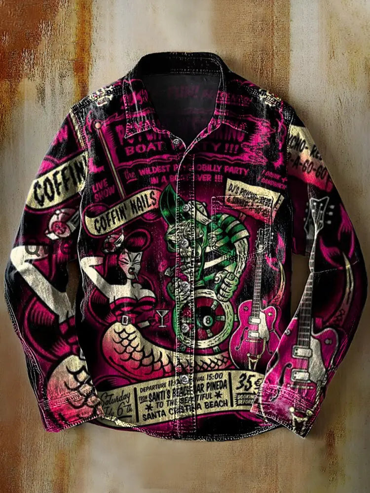 Retro Abstract Gradient Art Print Casual Long Sleeve Shirt A / S