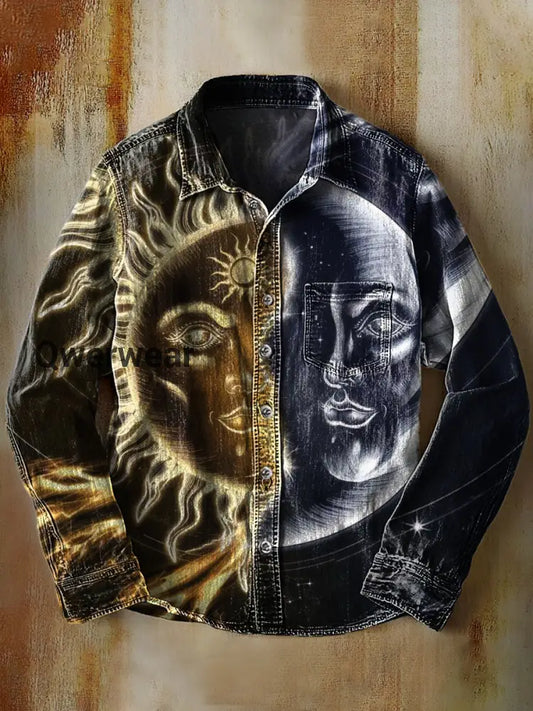 Retro Abstract Gradient Art Print Casual Long Sleeve Shirt A / S