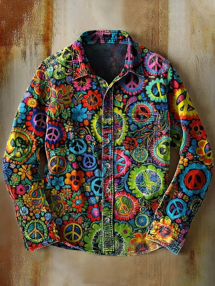 Retro Abstract Gradient Art Print Casual Long Sleeve Shirt A / S