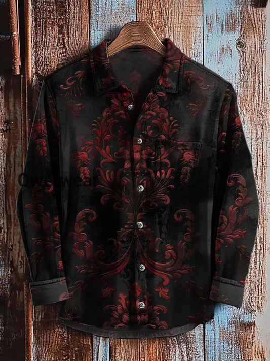 Retro Abstract Gradient Art Print Casual Long Sleeve Shirt A / S Mens shirts