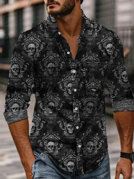 Retro Abstract Gradient Art Print Casual Long Sleeve Shirt A / S Mens shirts