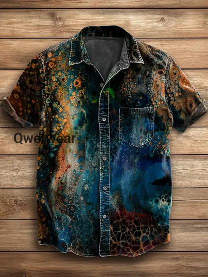 Retro Abstract Gradient Art Print Casual Long Sleeve Shirt F / S Mens shirts