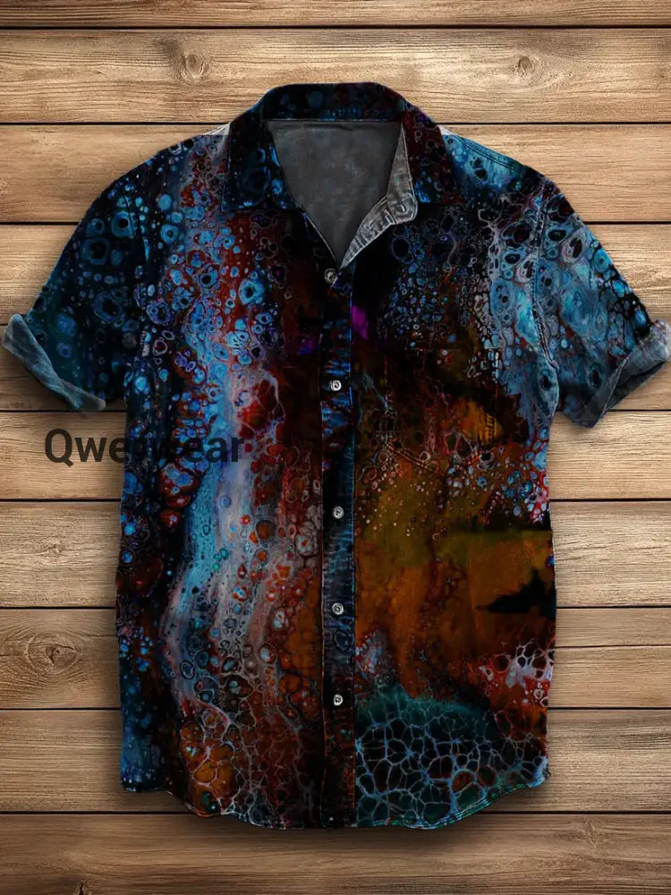 Retro Abstract Gradient Art Print Casual Long Sleeve Shirt G / S Mens shirts