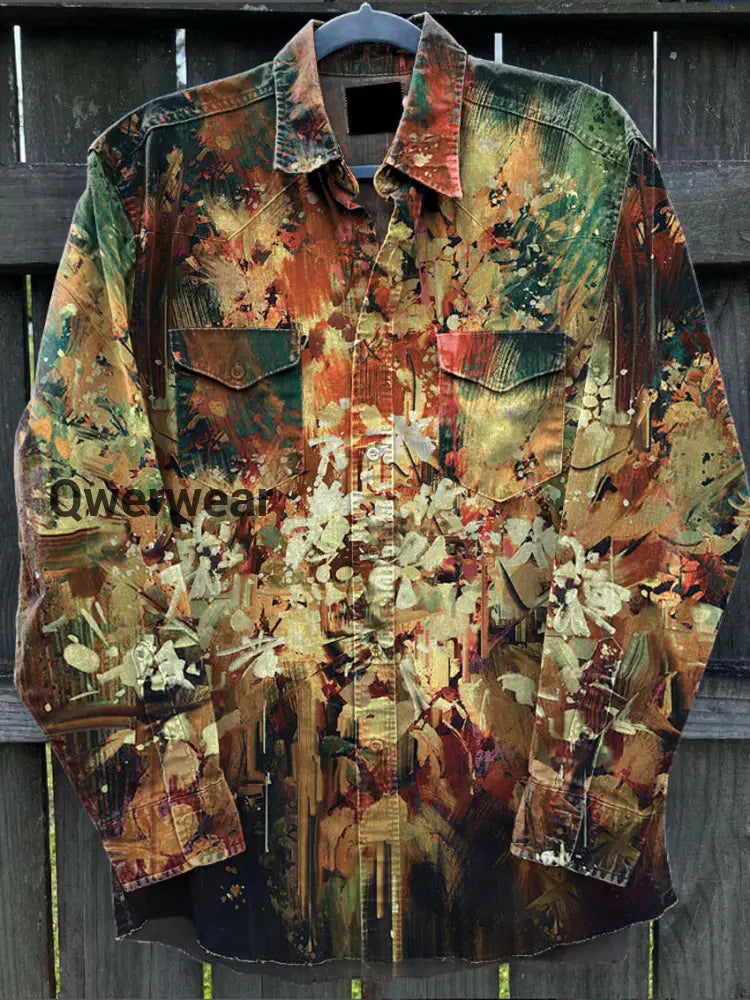 Retro Art Abstract Graffiti Art Print Long Sleeve Casual Shirt A / S Mens shirts