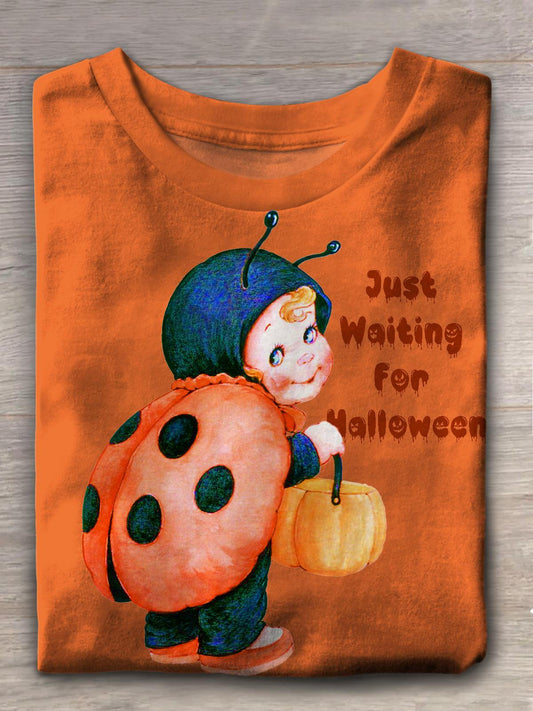 Just Waiting For Halloween Cute Print T-shirt