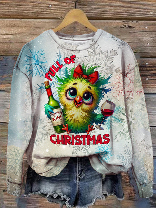 Full Of Christmas Snowflake Vintage Print Long Sleeve Top