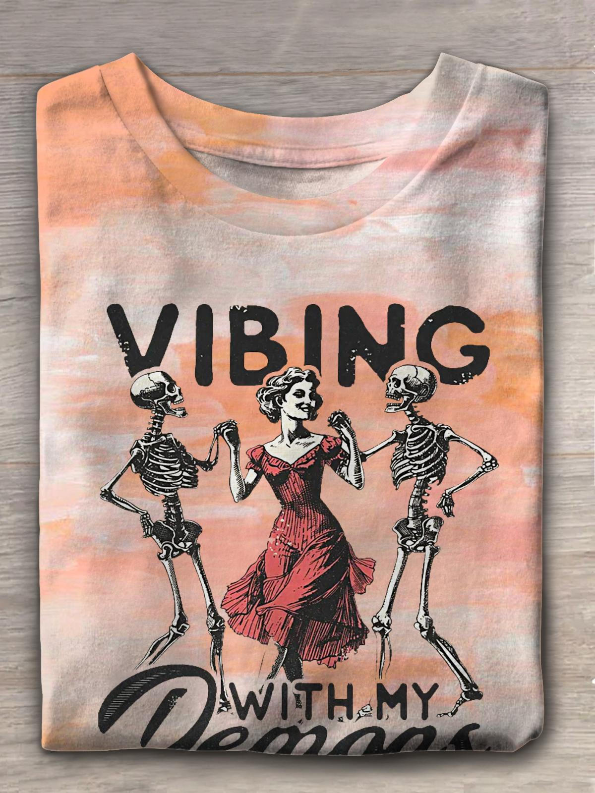 Women's Dances with My Devil Printed Crew Neck T-shirt