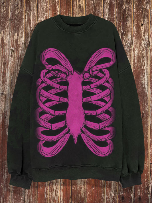 Unisex 3D Skeleton Print Crew Neck Casual Sweatshirt