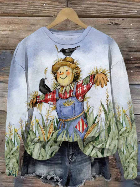 Unisex Scarecrow Crow Print Casual Sweatshirt