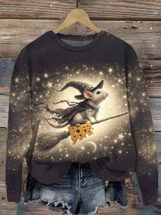 Unisex Mouse Wizard Printed Casual Sweatshirt