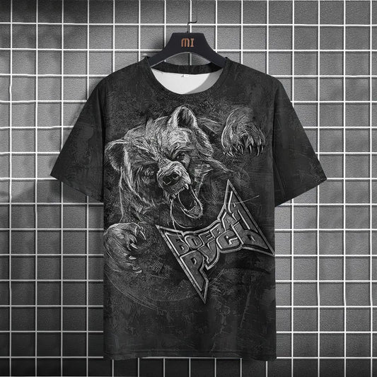 Viking War Bear Graphic Art Print Unisex Crew Neck Short Sleeve Casual T-Shirt