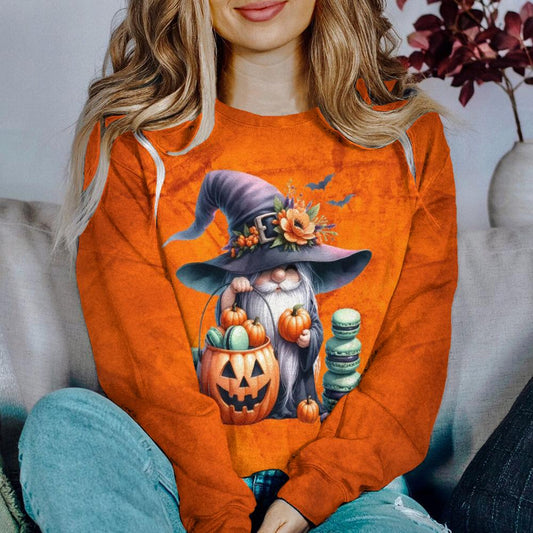 Halloween Graphic Art Print Crew Neck Long Sleeve Casual Sweatshirt