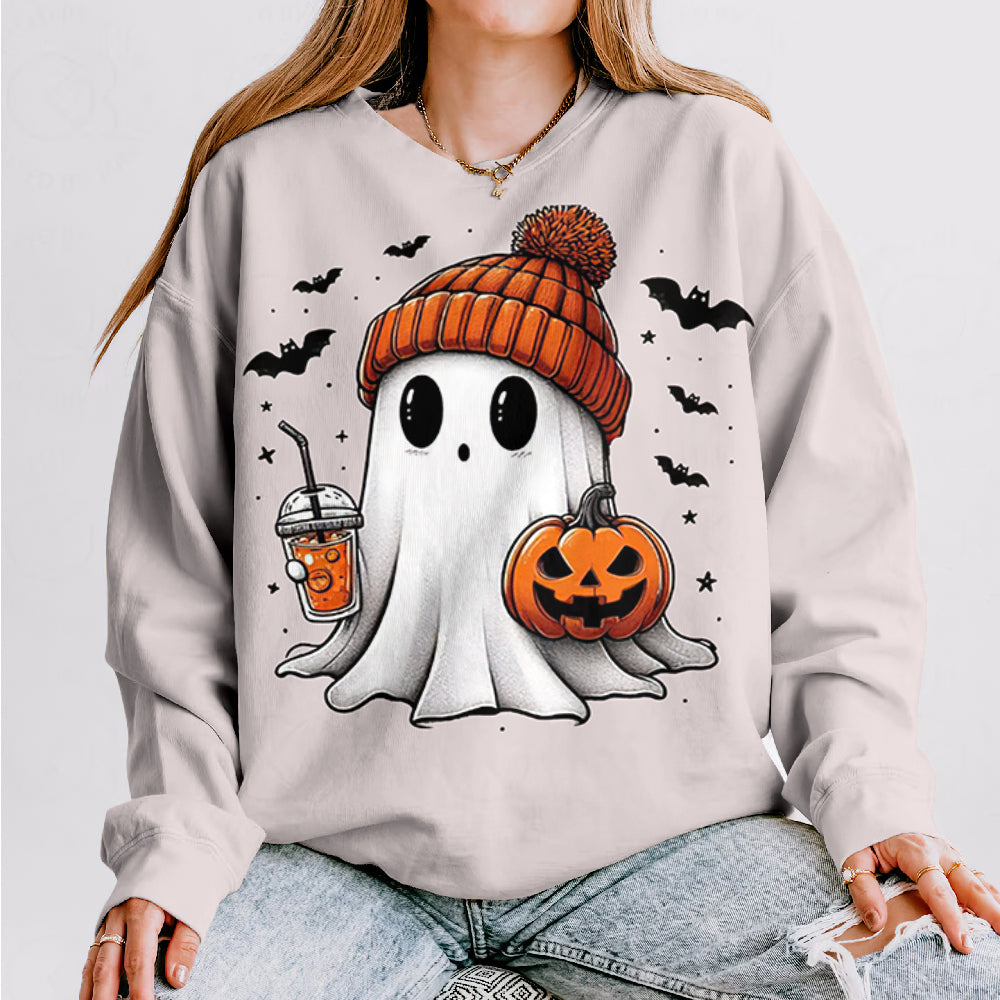 Halloween Graphic Art Print Crew Neck Long Sleeve Casual Sweatshirt