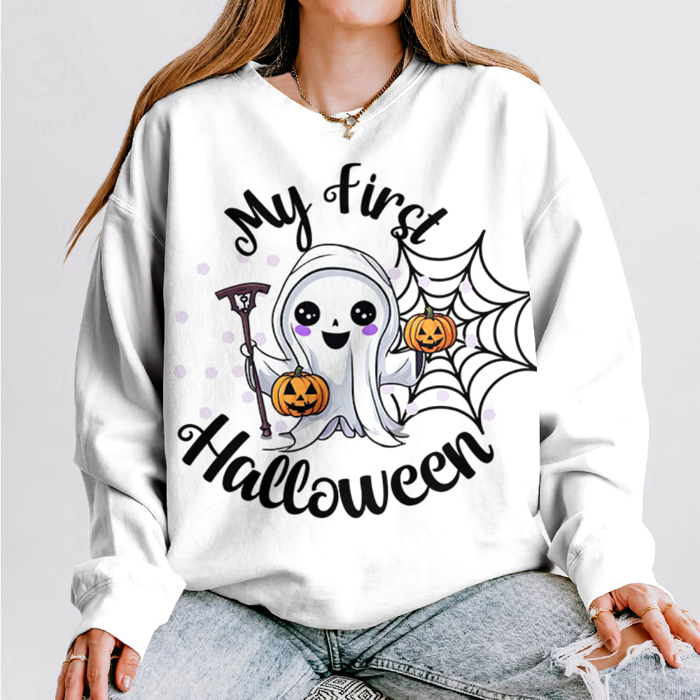 Halloween Graphic Art Print Crew Neck Long Sleeve Casual Sweatshirt