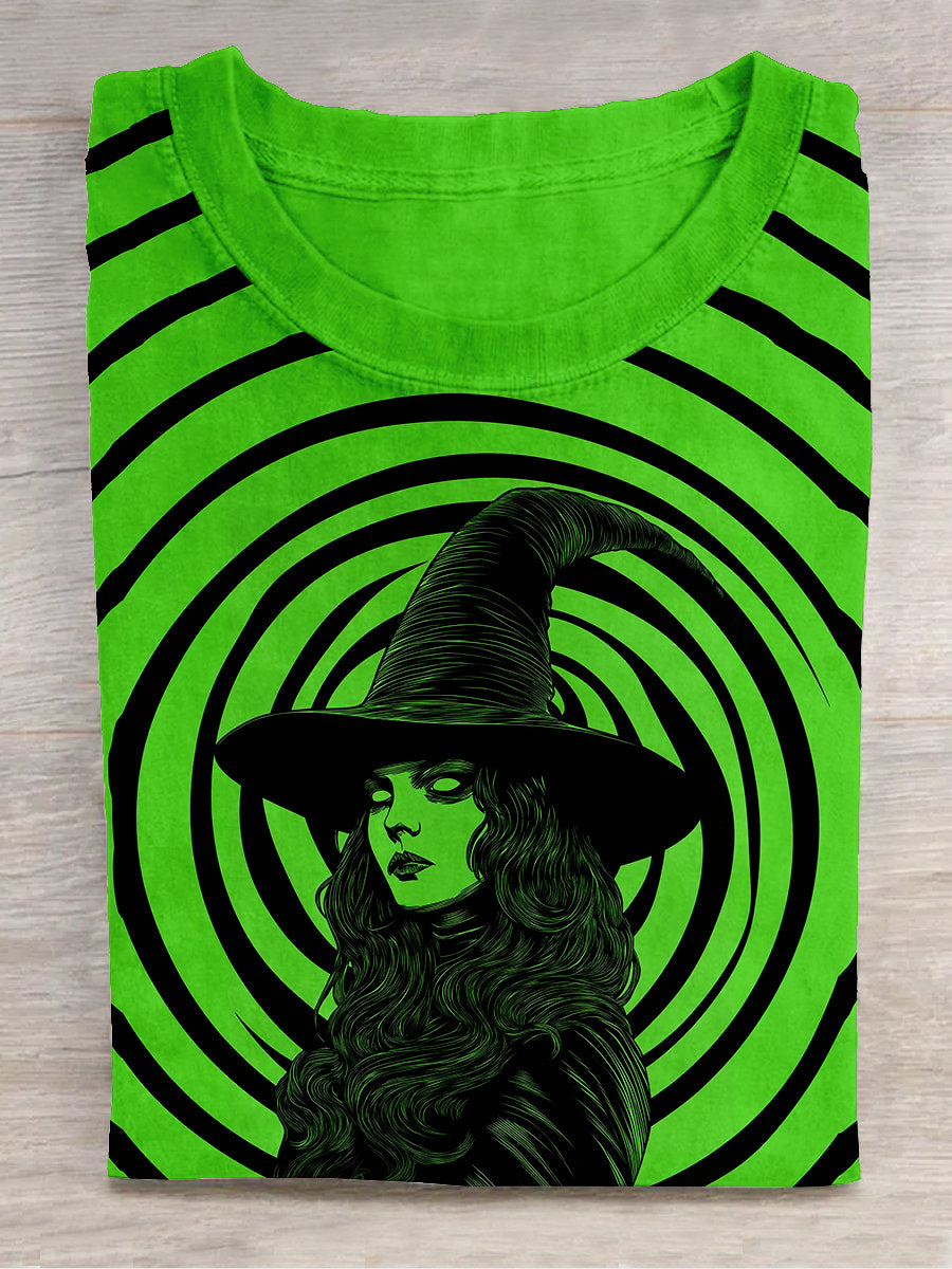 Witch Art Print Unisex Round Neck Short Sleeve Casual T-Shirt