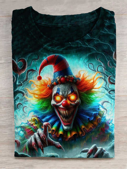 Fear Clown Art Print Unisex Round Neck Short Sleeve Casual T-Shirt