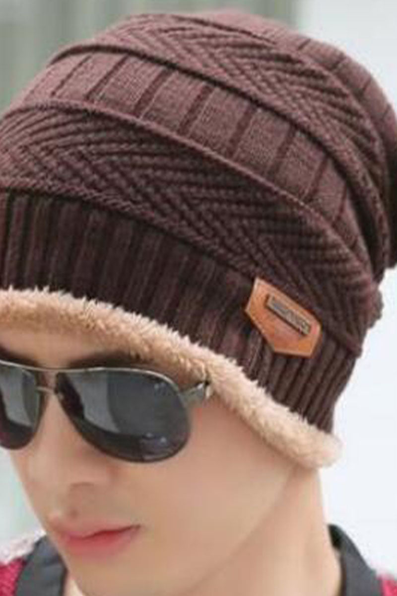 Men's Casual Retro Solid Color Velvet Warm Hat