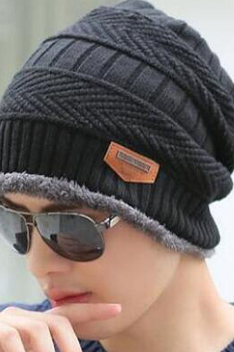 Men's Casual Retro Solid Color Velvet Warm Hat