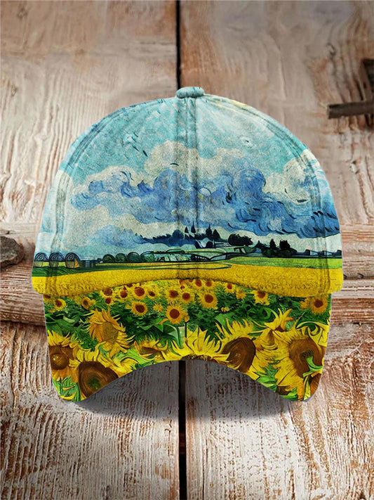 Unisex Sunflower Oil Painting Abstract Print Design Hat