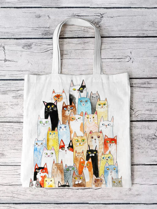 Unisex Cute Cat Print Casual Tote Bag