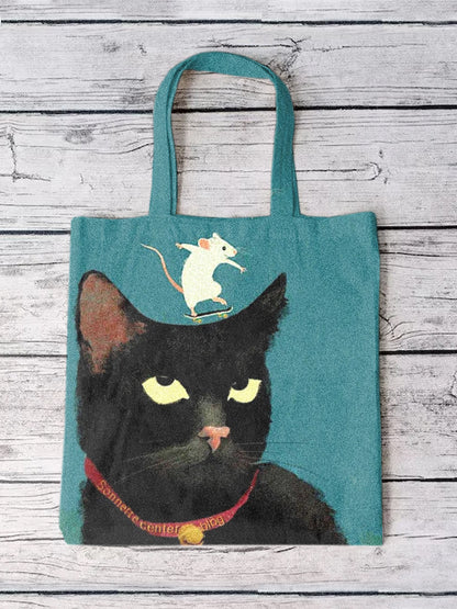 Unisex Cute Cat Print Casual Tote Bag