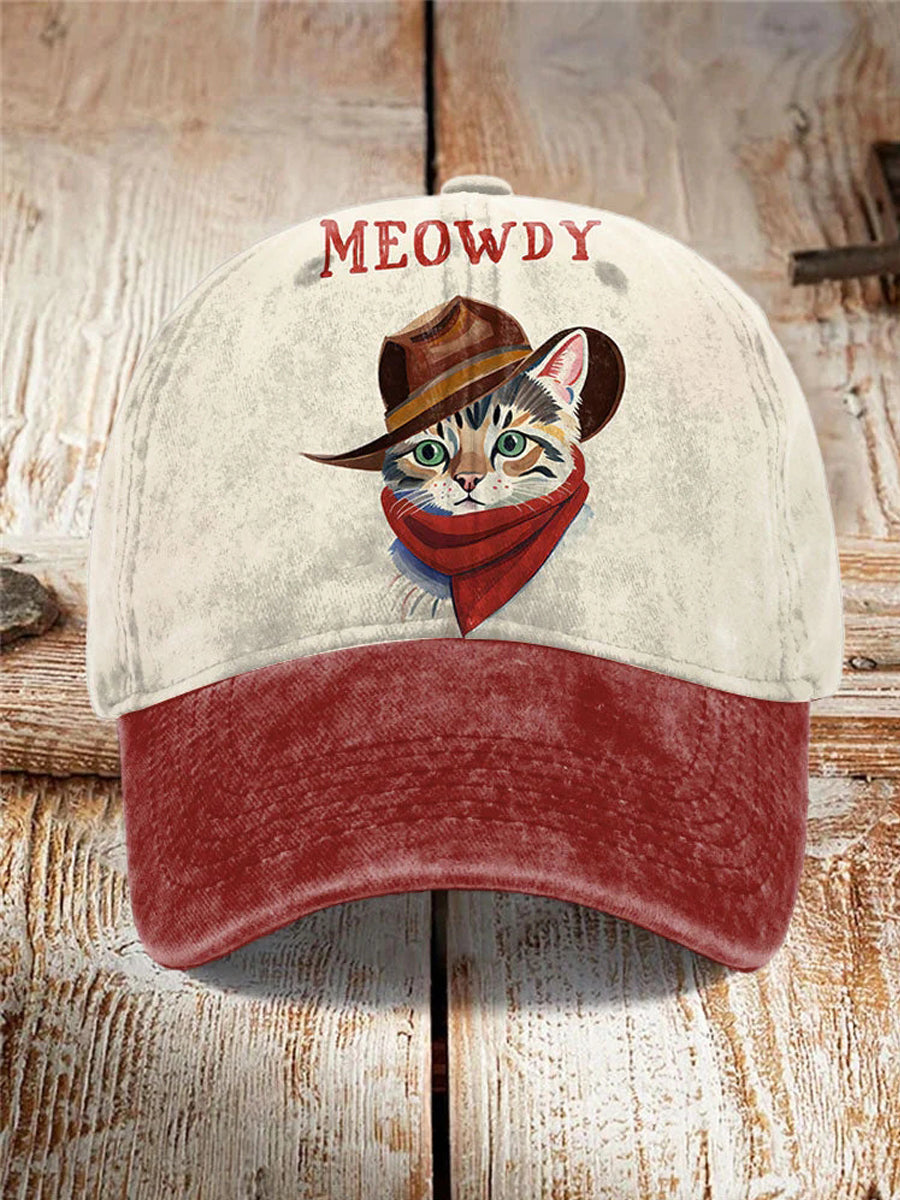 Unisex Western Style Cat Design Printed Hat