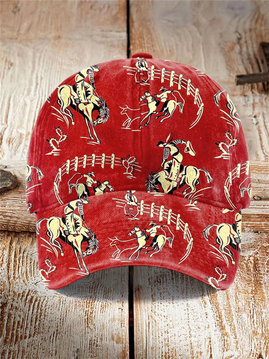 Unisex Retro Western Design Printed Hat