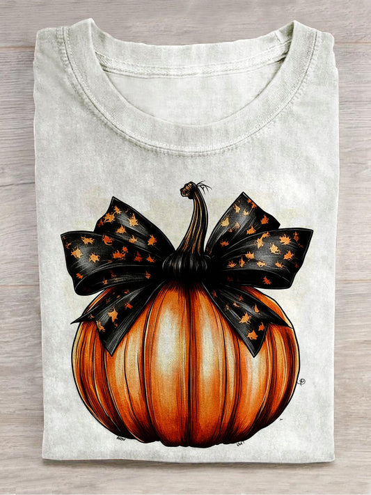 Halloween Pumpkin Art Print Unisex Round Neck Short Sleeve Casual T-Shirt