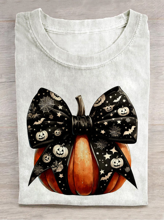 Halloween Pumpkin Art Print Unisex Round Neck Short Sleeve Casual T-Shirt