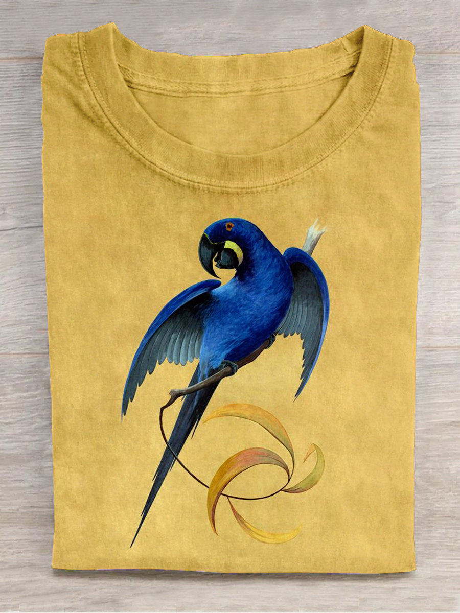 Parrot Art Print Unisex Crew Neck Short Sleeve Casual T-Shirt