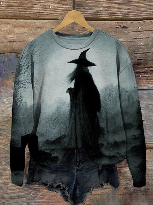 Witch Art Print Unisex Crew Neck Long Sleeve Sweatshirt