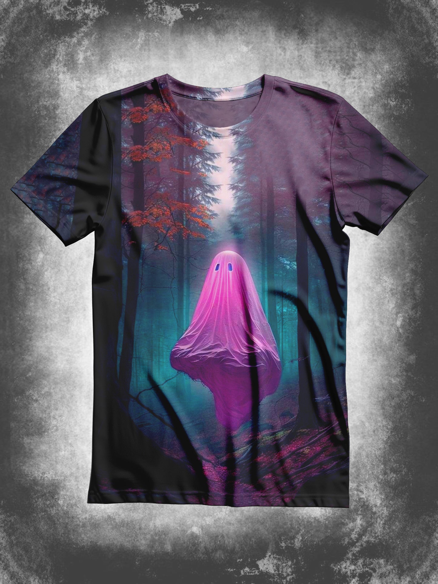 Ghost Art Print Unisex Round Neck Short Sleeve Casual T-Shirt