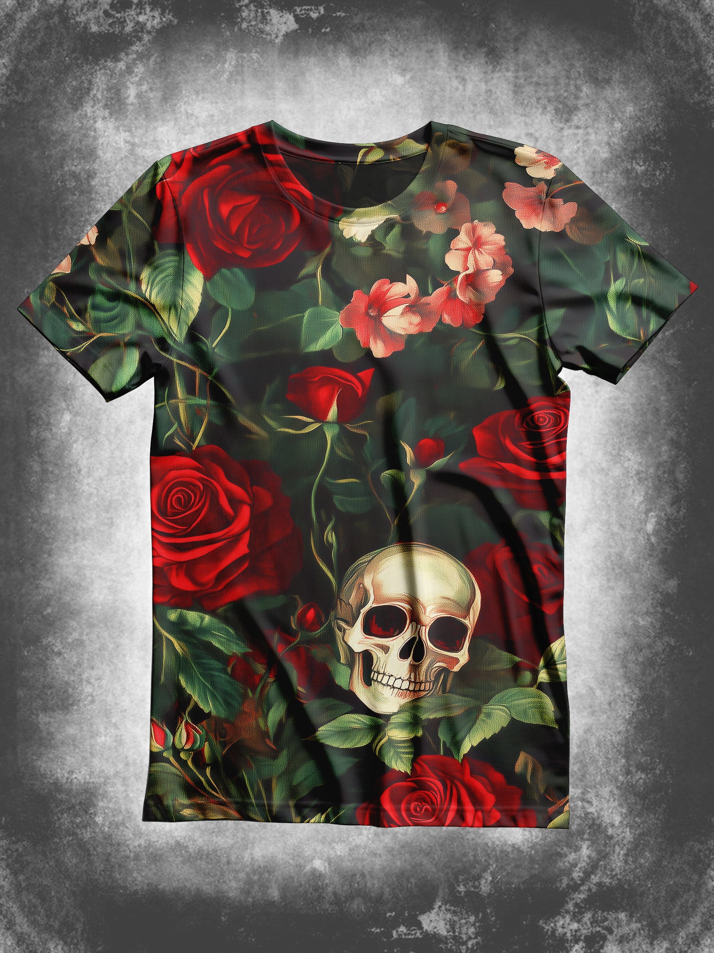 Skull Floral Art Print Unisex Casual T-Shirt