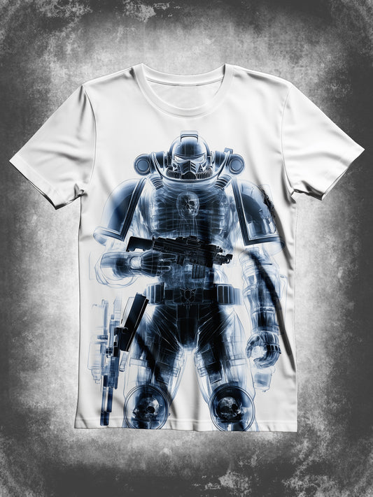 Armored Robot Warrior X-Ray Art Print Unisex Round Neck Short Sleeve Casual T-Shirt