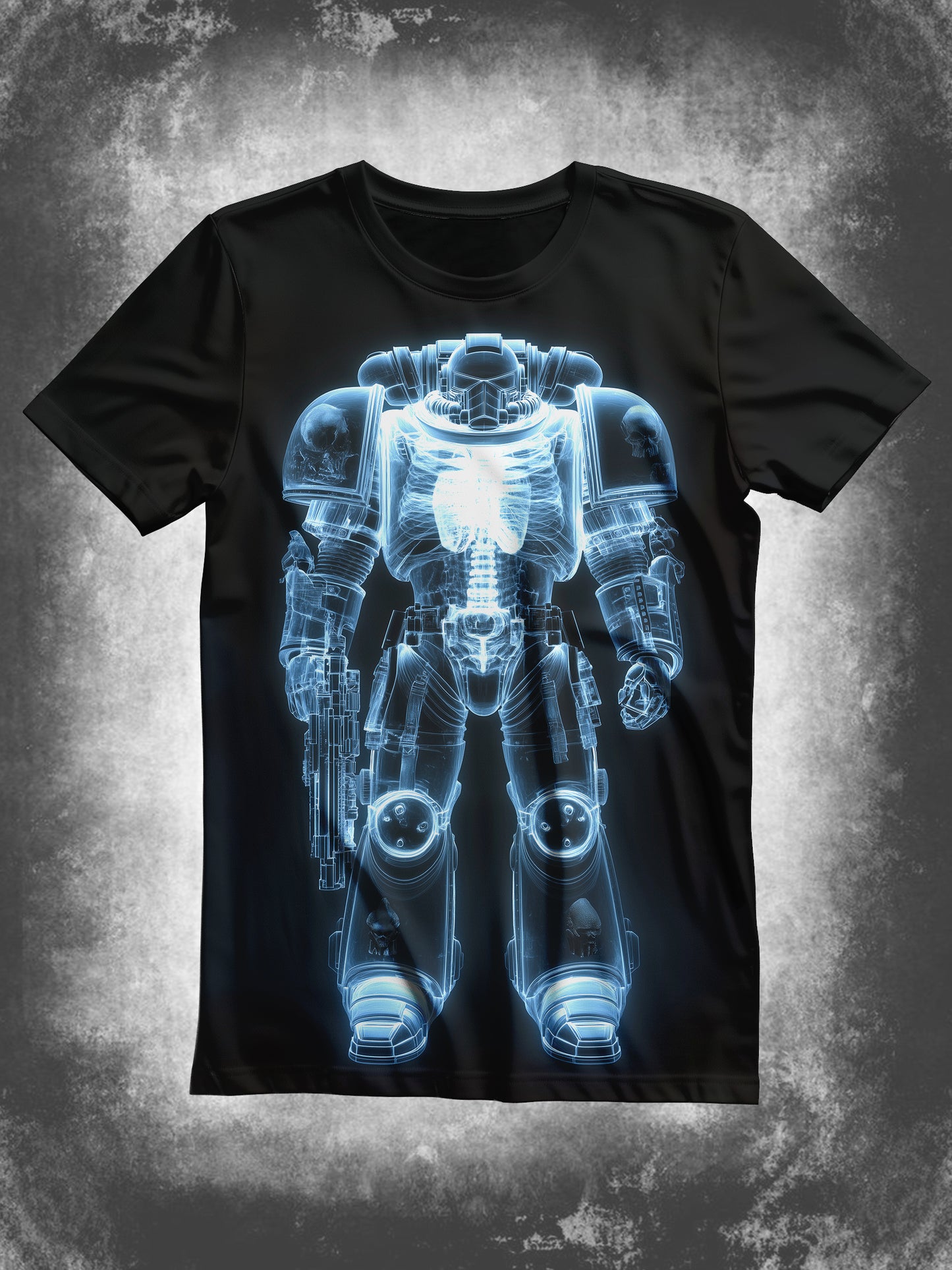 Armored Robot Warrior X-Ray Art Print Unisex Round Neck Short Sleeve Casual T-Shirt